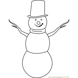 Simple Snowman Free Coloring Page for Kids