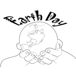 Earth On Palm Free Coloring Page for Kids