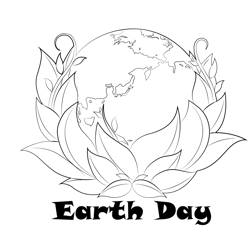 Green Earth Day Free Coloring Page for Kids