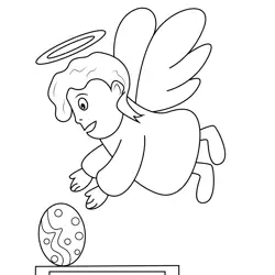 Angel Picking An Easter Egg Free Coloring Page for Kids