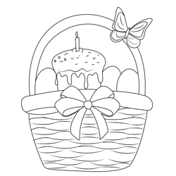 Beautiful Easter Cake Free Coloring Page for Kids