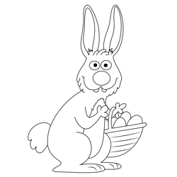 Big Bunny With Easter Eggs Free Coloring Page for Kids