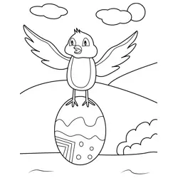 Bird Sitting On Easter Egg Free Coloring Page for Kids