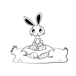 Bunny Celebrating Easter Free Coloring Page for Kids