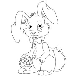Bunny Enjoying Easter Free Coloring Page for Kids