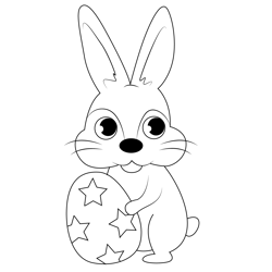 Bunny Holding Easter Egg Free Coloring Page for Kids