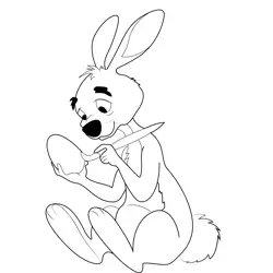 Bunny Painting On Easter Egg Free Coloring Page for Kids