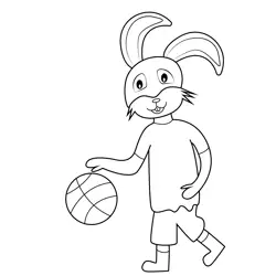 Bunny Playing Basketball Free Coloring Page for Kids
