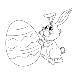 Bunny With Big Easter Egg Free Coloring Page for Kids