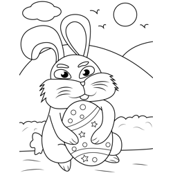 Bunny with Easter Egg Free Coloring Page for Kids