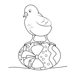 Chick Over The Easter Egg Free Coloring Page for Kids