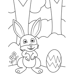 Cute Bunny with Easter Egg Free Coloring Page for Kids