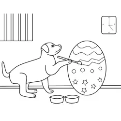 Dog Painting Easter Egg Free Coloring Page for Kids