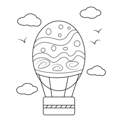 Easter Air Balloon Free Coloring Page for Kids