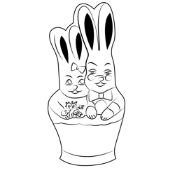 Easter Bunnies Free Coloring Page for Kids