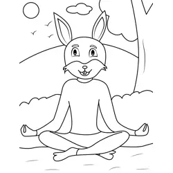 Easter Bunny Doing Yoga Free Coloring Page for Kids