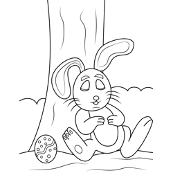 Easter Bunny Sleeping Free Coloring Page for Kids