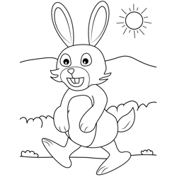 Easter Bunny Walking Free Coloring Page for Kids