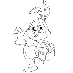 Easter Bunny With Basket Of Eggs Free Coloring Page for Kids