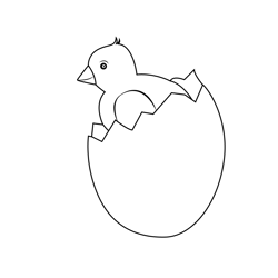 Easter Egg With Chick Free Coloring Page for Kids