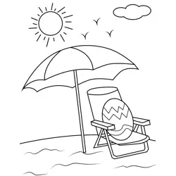 Easter Egg on Summer Vacation Free Coloring Page for Kids