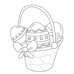 Easter Eggs In A Basket Free Coloring Page for Kids