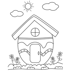 Easter House Free Coloring Page for Kids