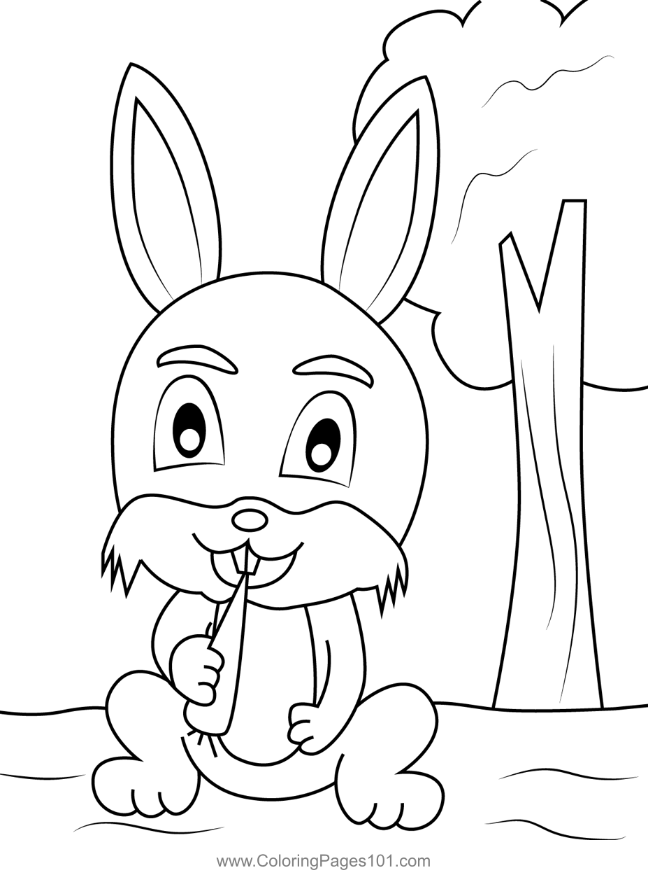 Easter Rabbit Eating Carrot Coloring Page for Kids - Free Easter Printable  Coloring Pages Online for Kids  | Coloring Pages for  Kids