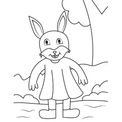 Easter Rabbit Girl Free Coloring Page for Kids