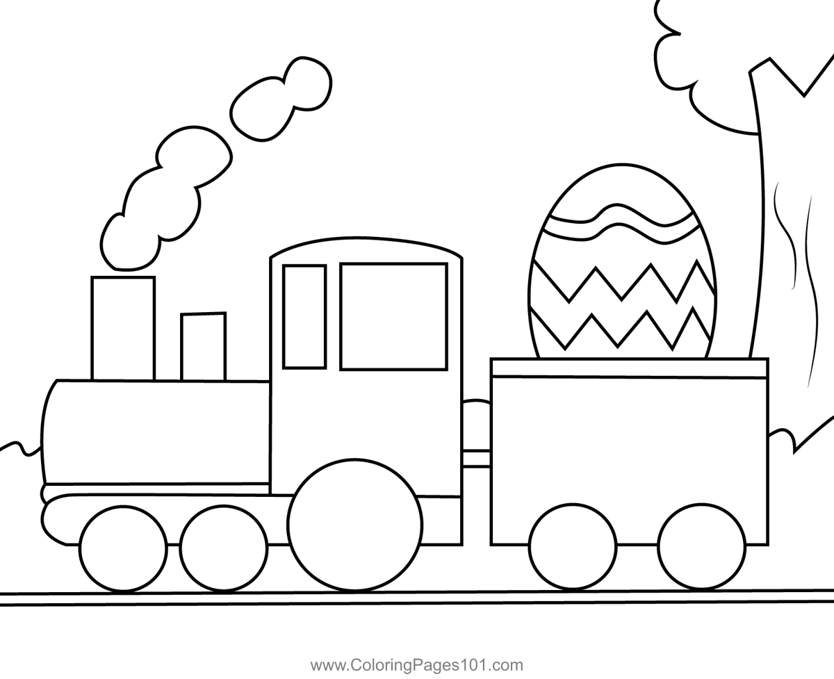 Easter Train Coloring Page for Kids - Free Easter Printable Coloring