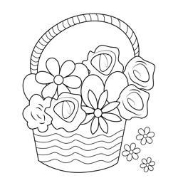 Floral Easter Basket Free Coloring Page for Kids