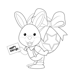 Happy Easter Bunny Free Coloring Page for Kids