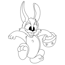 Jumping Bunny With Easter Basket Free Coloring Page for Kids
