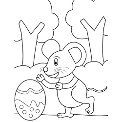 Mouse Near Easter Egg Free Coloring Page for Kids
