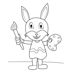 Painter Easter Bunny Free Coloring Page for Kids