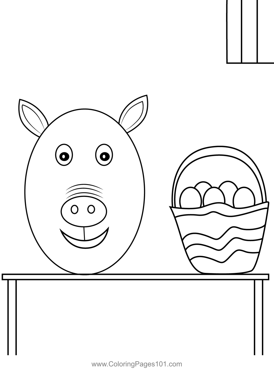 Pig Egg Near Easter Basket