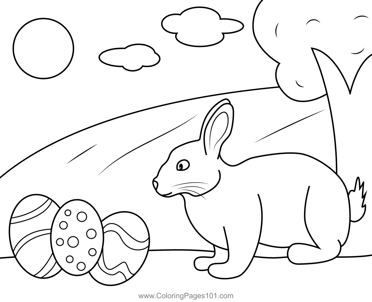 Rabbit Near Easter Eggs