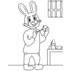 Rabbit Painting Egg Free Coloring Page for Kids