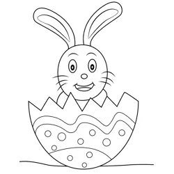 Rabbit in Egg Free Coloring Page for Kids