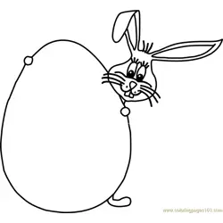 Easter Bunny behind Egg Free Coloring Page for Kids
