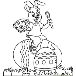 Easter Bunny on Egg Free Coloring Page for Kids