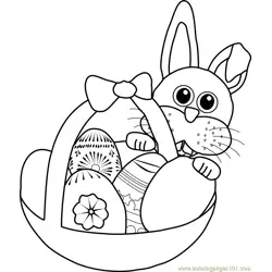 Easter Bunny with Basket Free Coloring Page for Kids