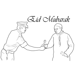 Muslims Celebrate Eid Free Coloring Page for Kids