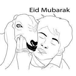 Wishing Eid Mubarak Free Coloring Page for Kids