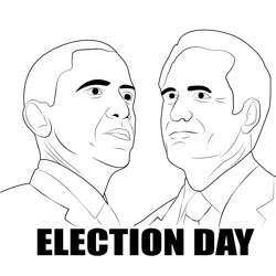 Election Day Obama Romney Free Coloring Page for Kids