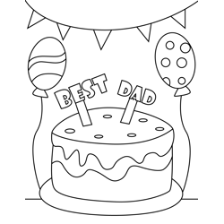Best Dad Cake Free Coloring Page for Kids
