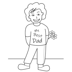 Boy Bring Flowers for Dad Free Coloring Page for Kids