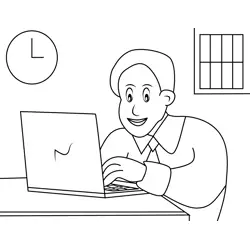 Dad Doing Office Work Free Coloring Page for Kids