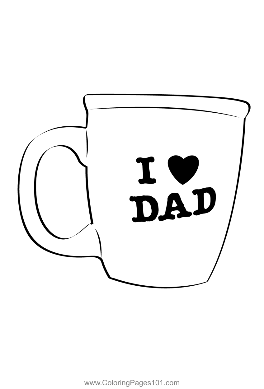 Dady Mug Coloring Page for Kids Free Father’s Day Printable Coloring