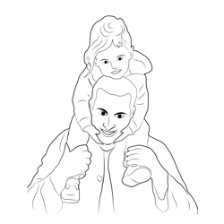 Father And Daughter Free Coloring Page for Kids